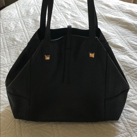 Stella & Dot Black Leather Bag (Paris Market Tote) - Picture 3 of 5